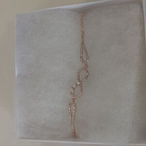 925 Sterling Silver Rose Baguette Stone Infinity Bracelet